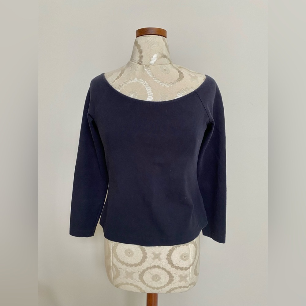 Worth Small Navy Bateau Neckline Top